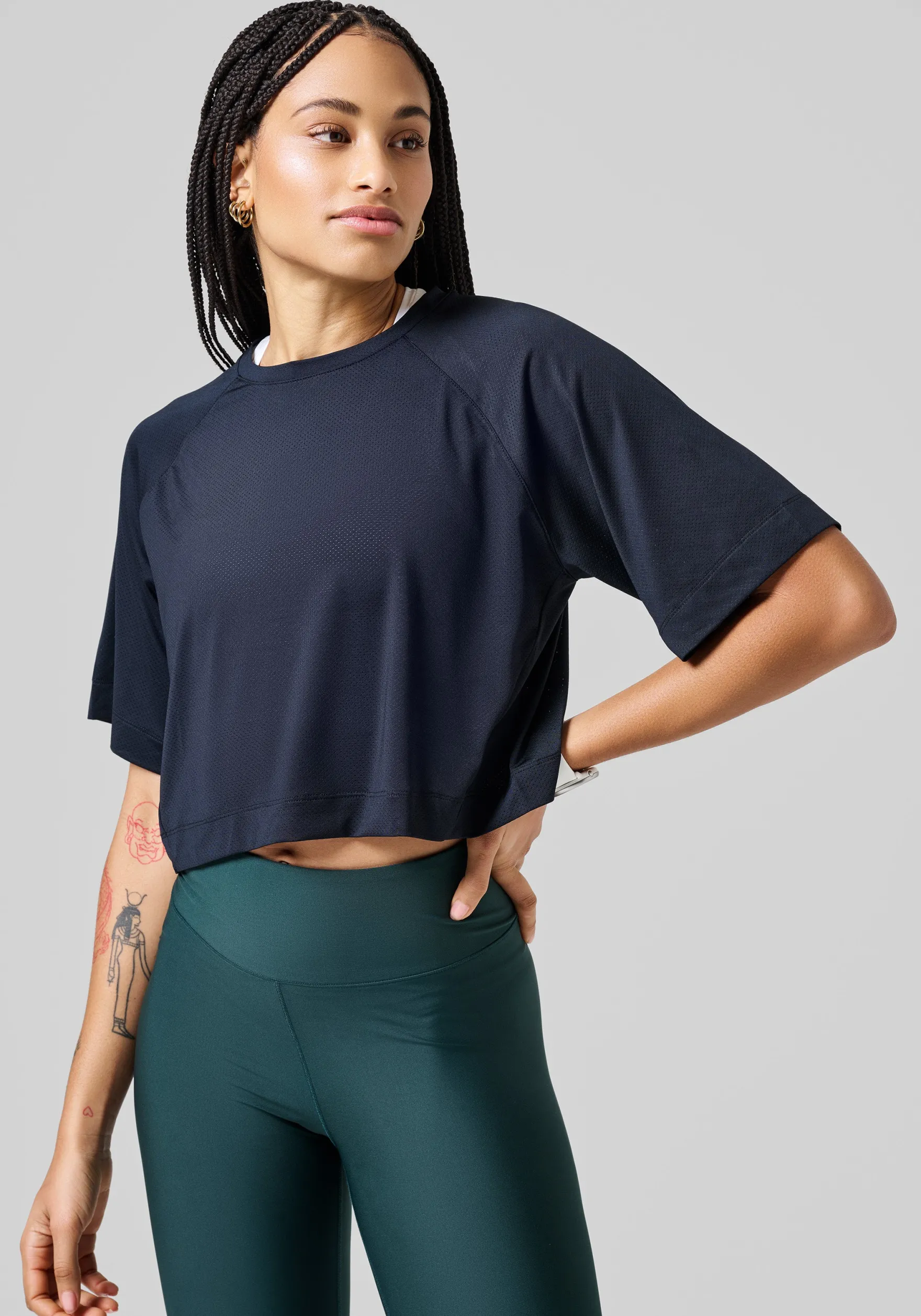 Hot Laser Mesh Crop Tee - Crop Tops|T-Skjorter