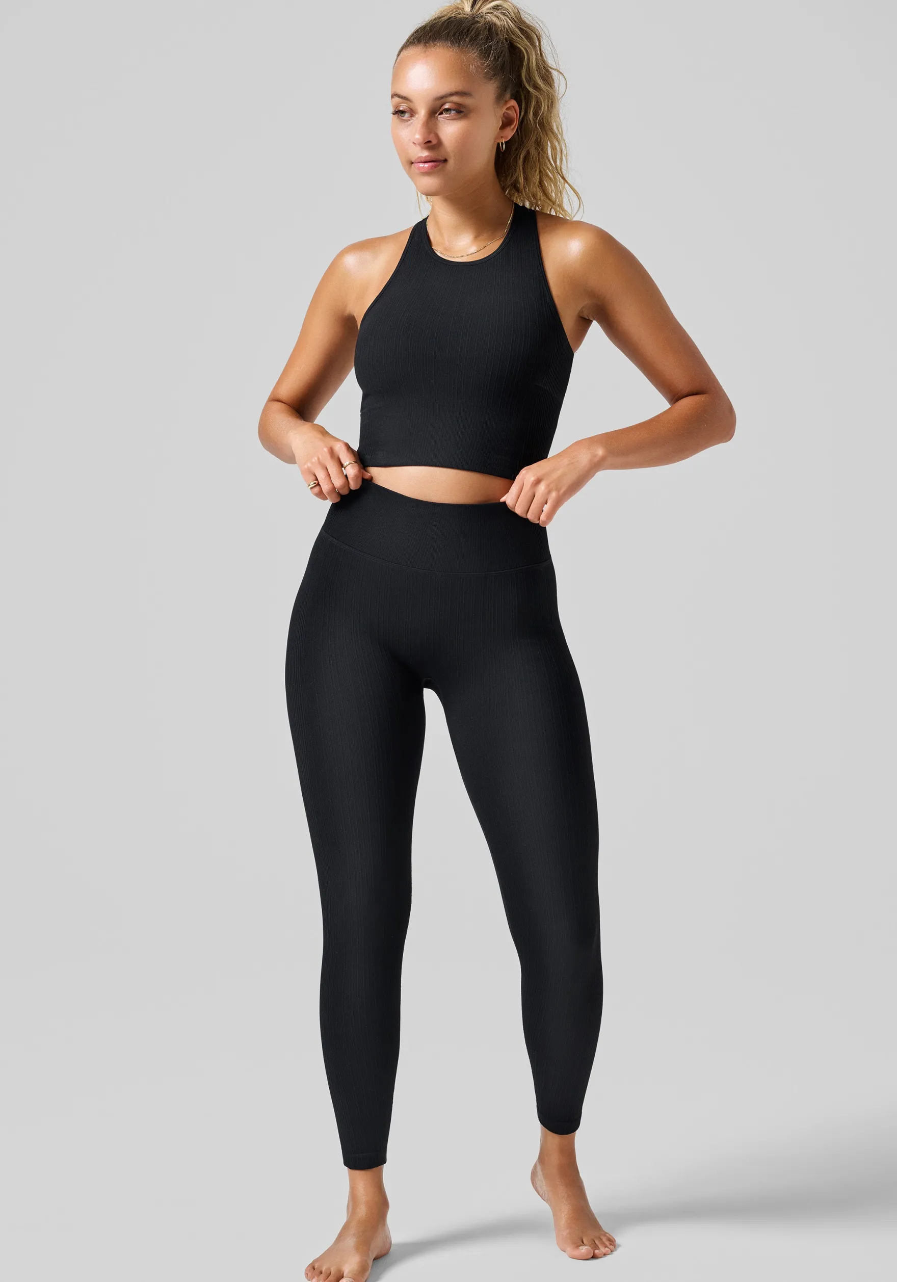 Online Multi Rib Seamless High Waist Tights - Tights