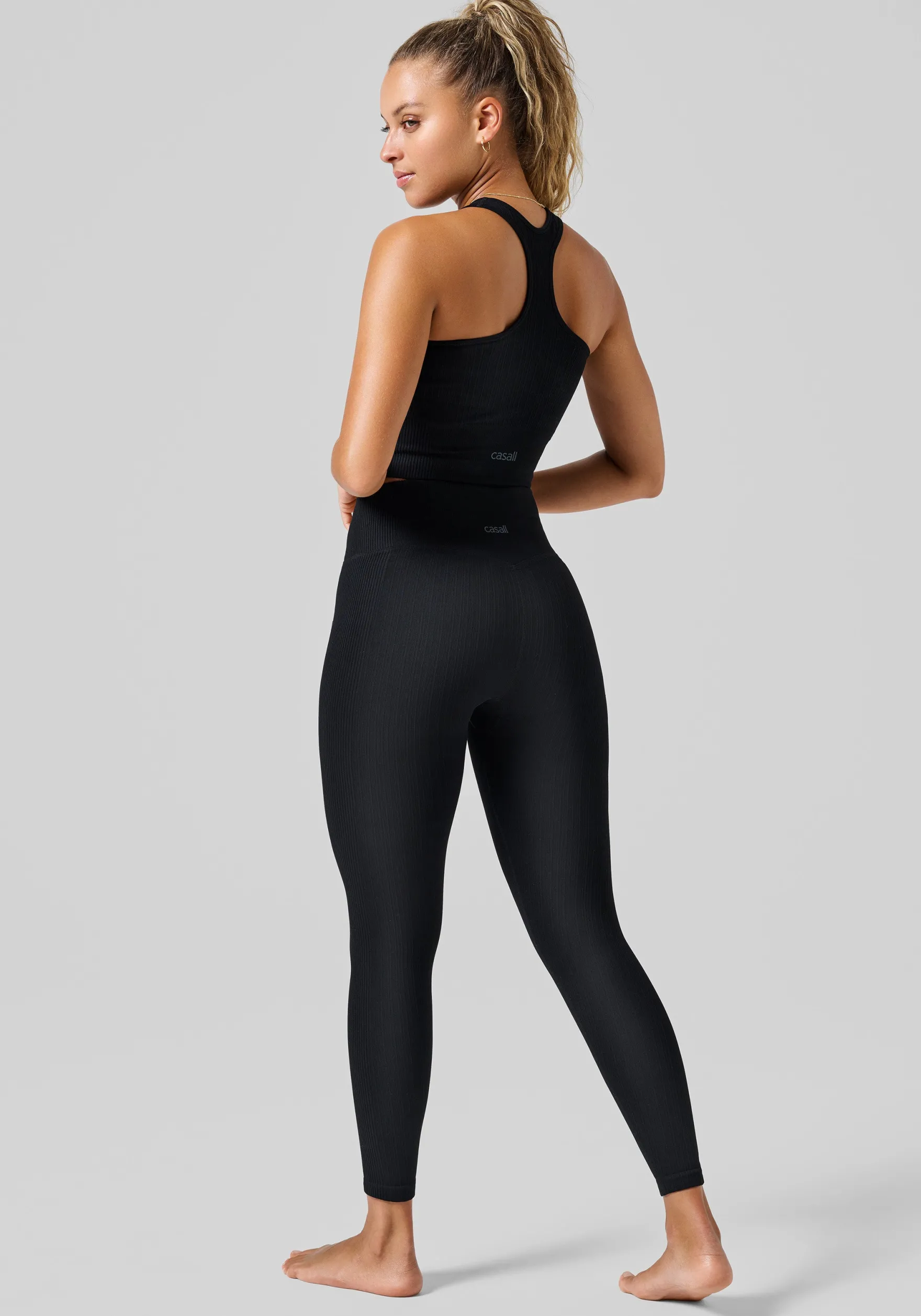 Online Multi Rib Seamless High Waist Tights - Tights