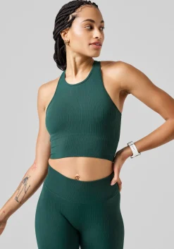 Online Multi Rib Seamless Padded Sports Top - Crop Tops|Singleter