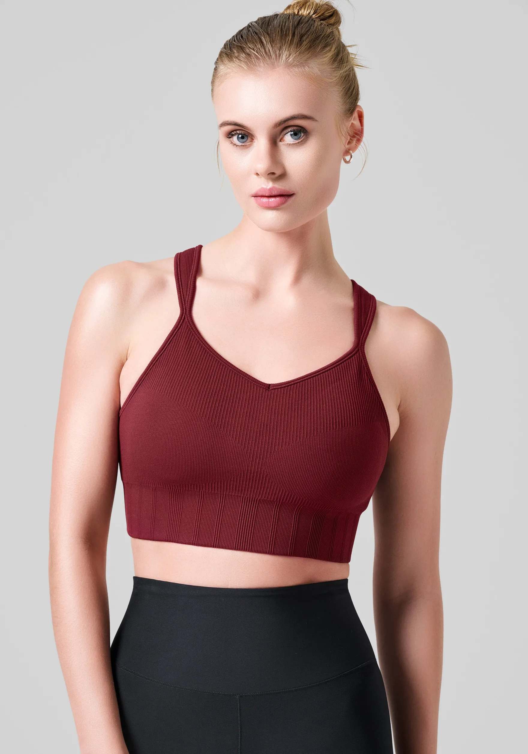 Clearance Seamless Rib Padded Sports Bra - Sports-Bh